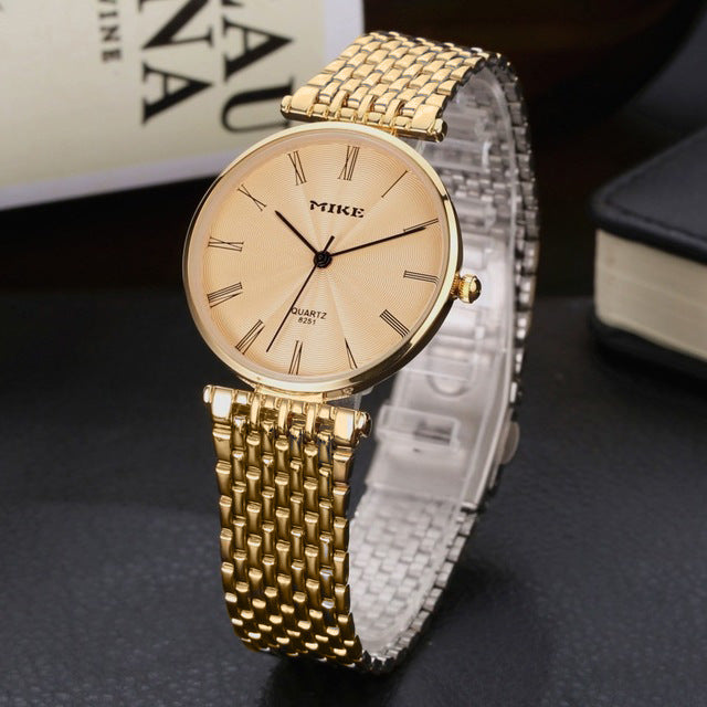 Mike Couple Thin Casual Belt Quartz Watch
